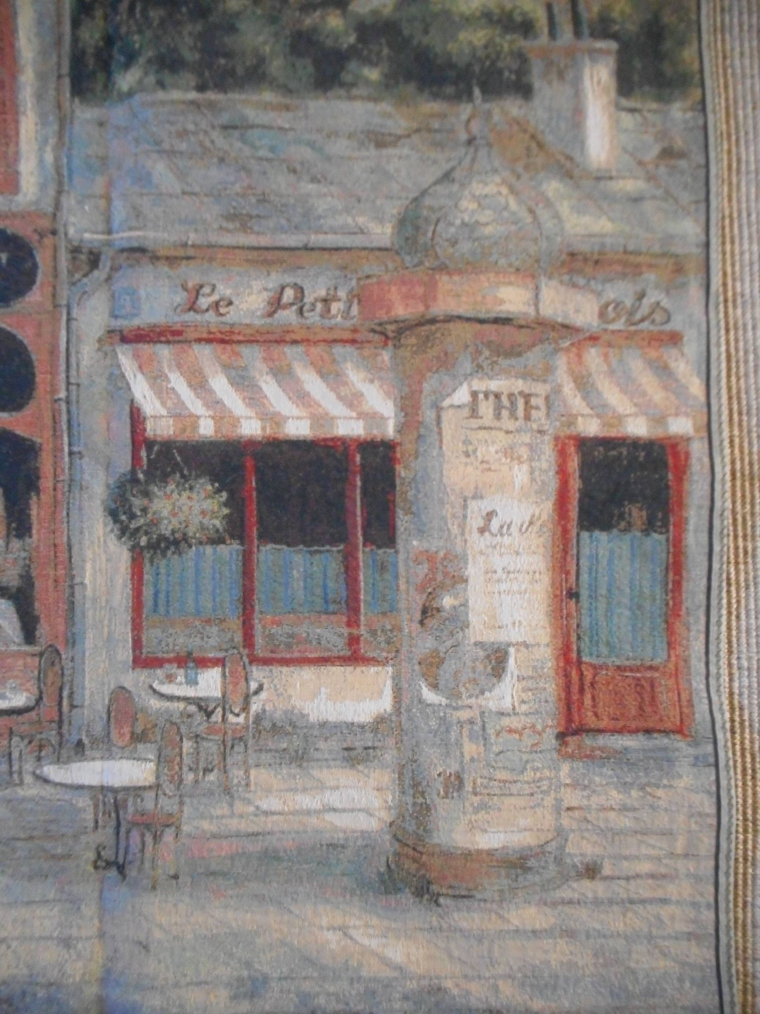 Village wall tapestry in trompe l'oeil after F de Villeneuve