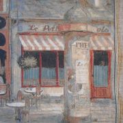 Village wall tapestry in trompe l'oeil after F de Villeneuve