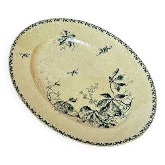 Large oval iron earth dish Gien