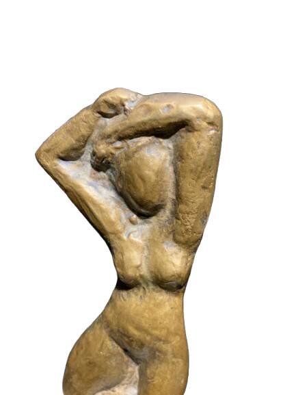 Bronze sculpture of a nude woman on a marble base, signed Patsoglo