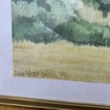 Watercolor painting, countryside scene, signed colin kirby green