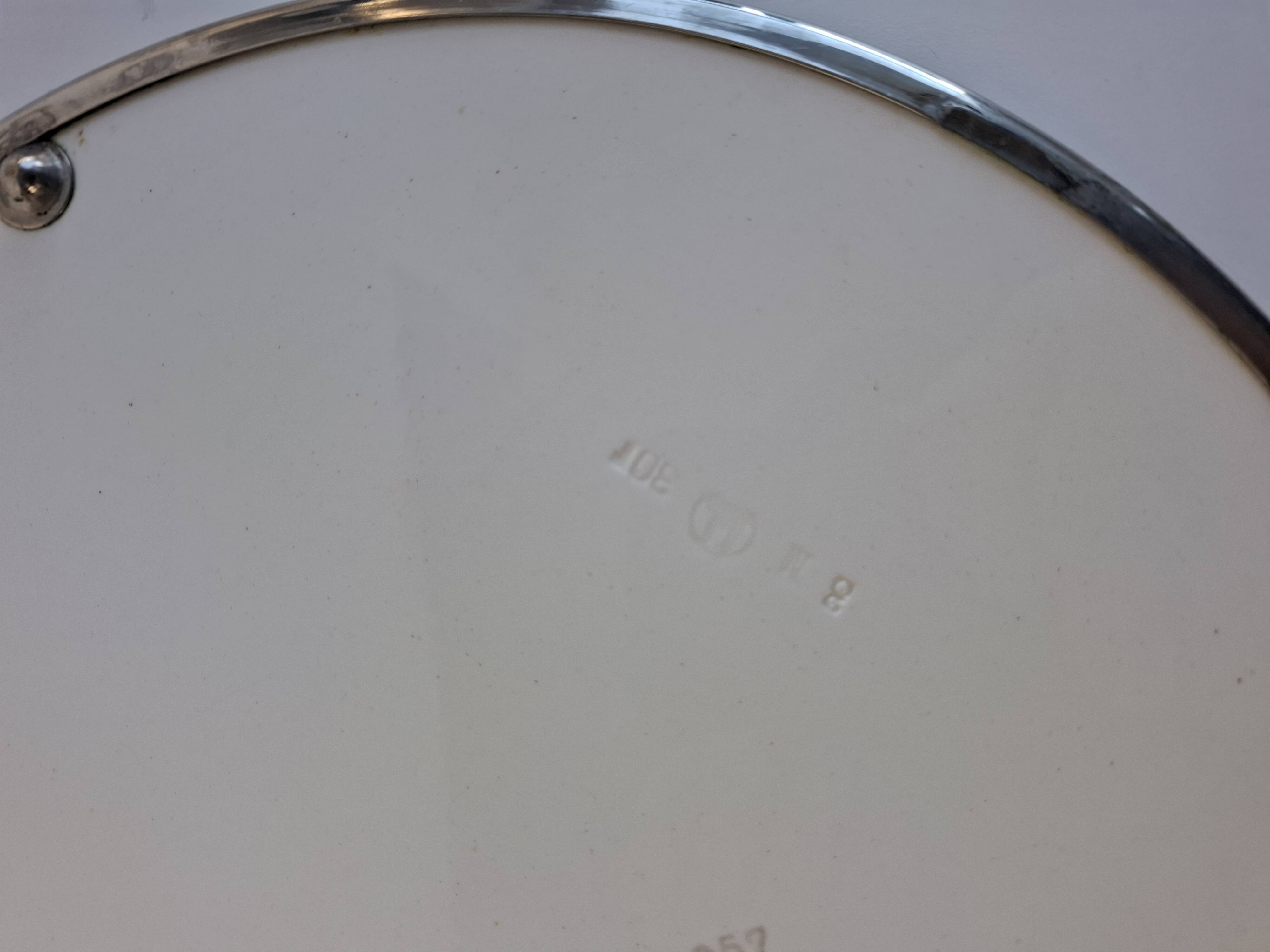 Czechoslovak Art Deco Porcelain Tray with Plum Motif and Metal Rim, 1930s