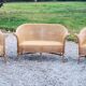 Pair of armchairs and bench in rattan and bamboo from the 60s/70s