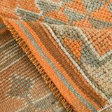 Tapis Kilim Vintage Orange et Beige, Motifs Géométriques Anatoliens