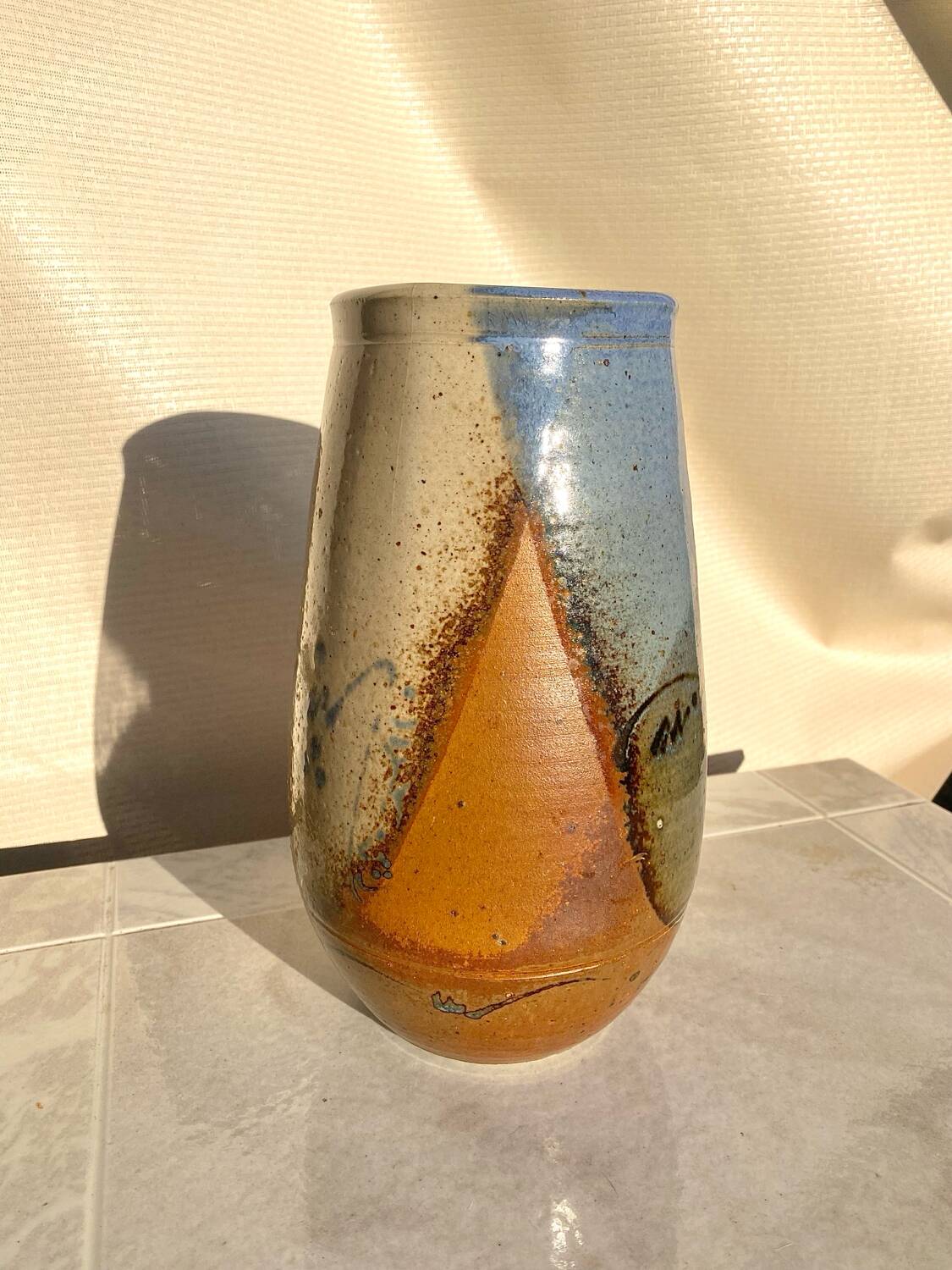 Vintage 60s stoneware vase signed
