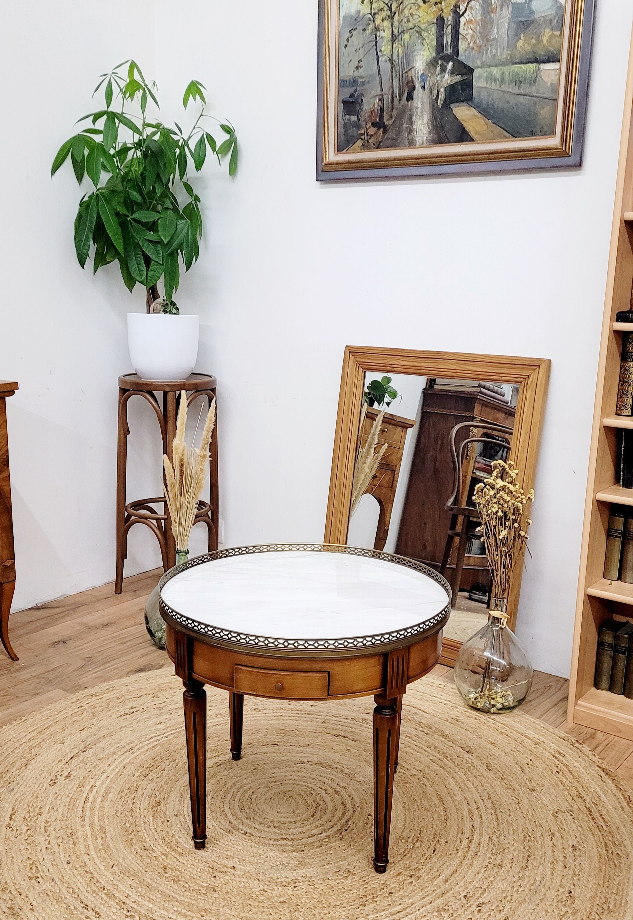 Wooden and marble coffee table
