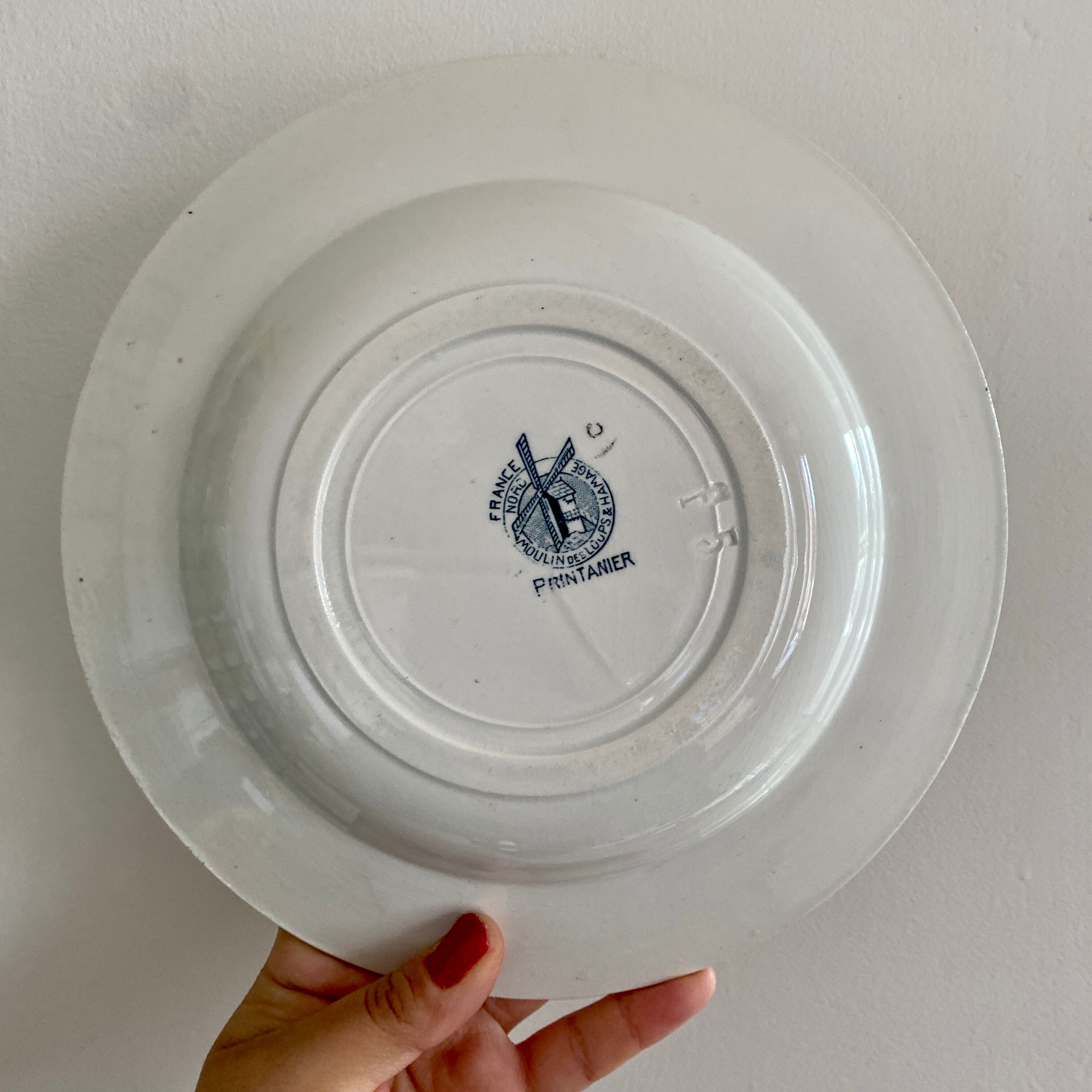 Lor of 6 vintage hollow plates in iron earth, mismatched models