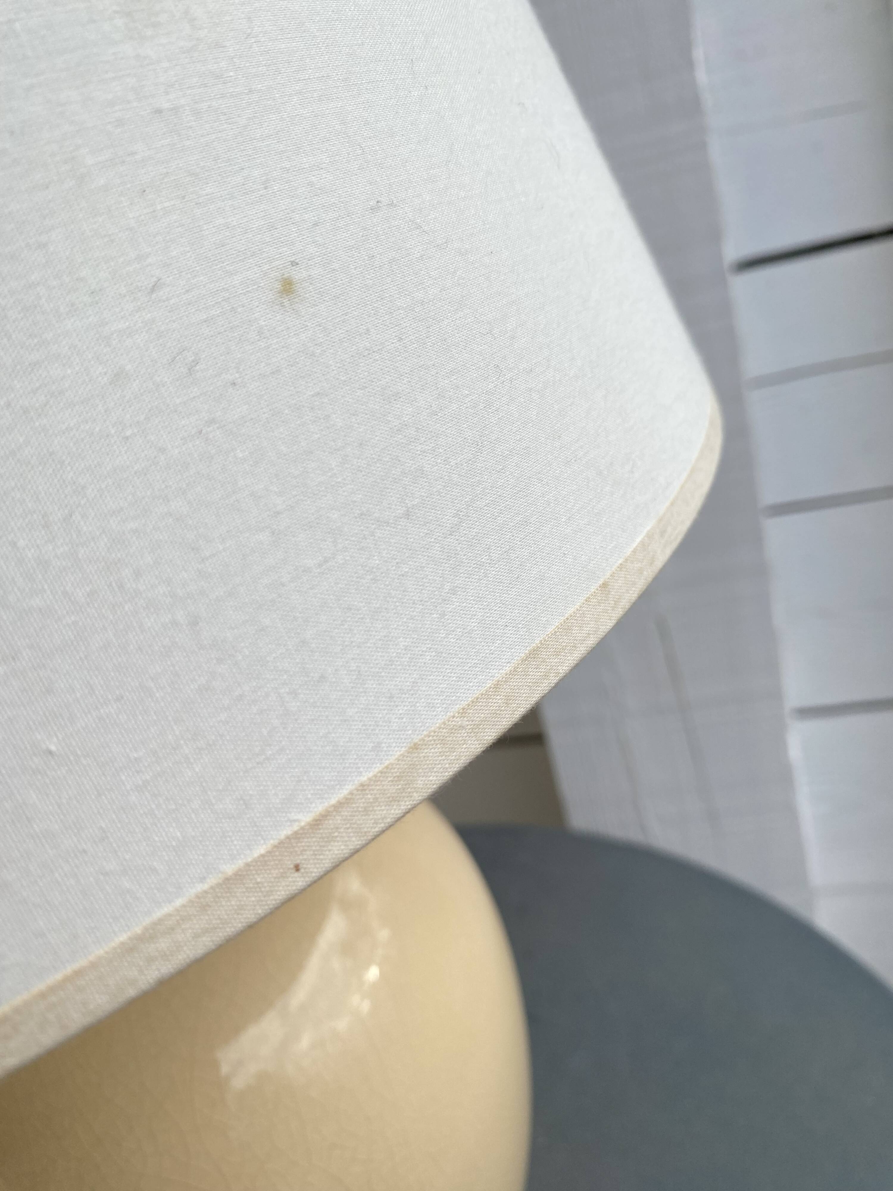 Earthenware lamp, fabric cable, fabric lampshade