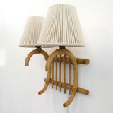Sconce to 2 rattan fires, 1960/1970