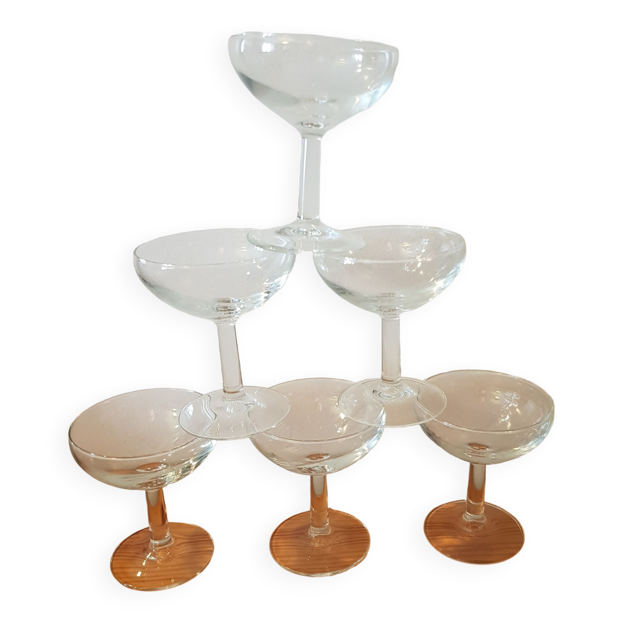 6 coupes à champagne ou cocktail avec étiquette d'origine de chez Luminarc