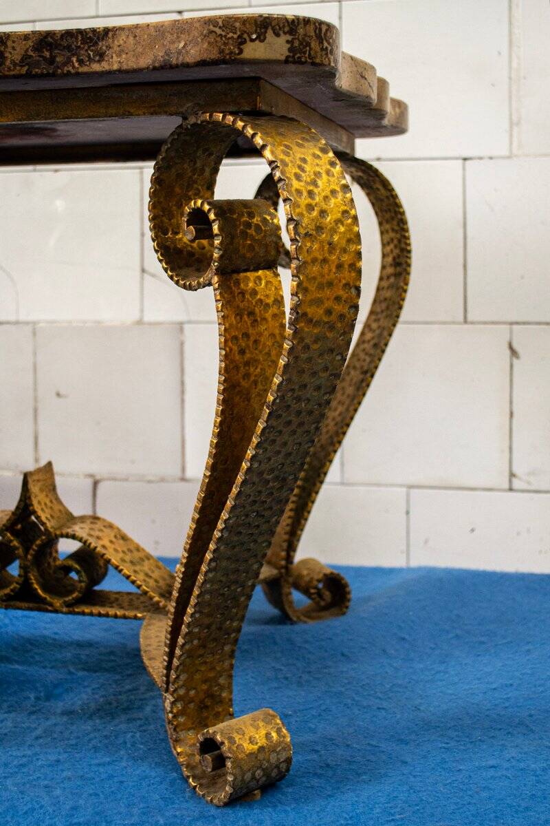 Coffee cup in golden iron and marble from Colli, Italy, 1950s