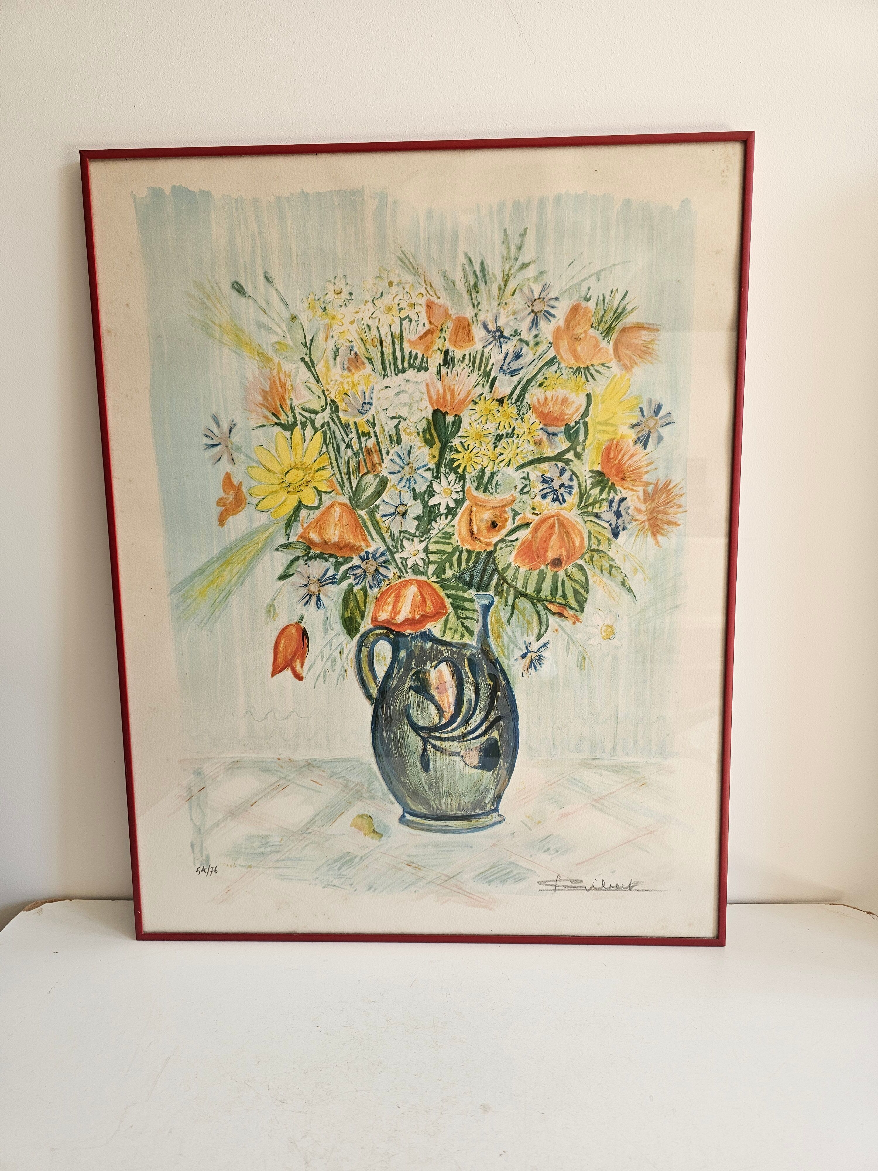 Tableau test in colours Still life with wildflowers - Lucien Gibert