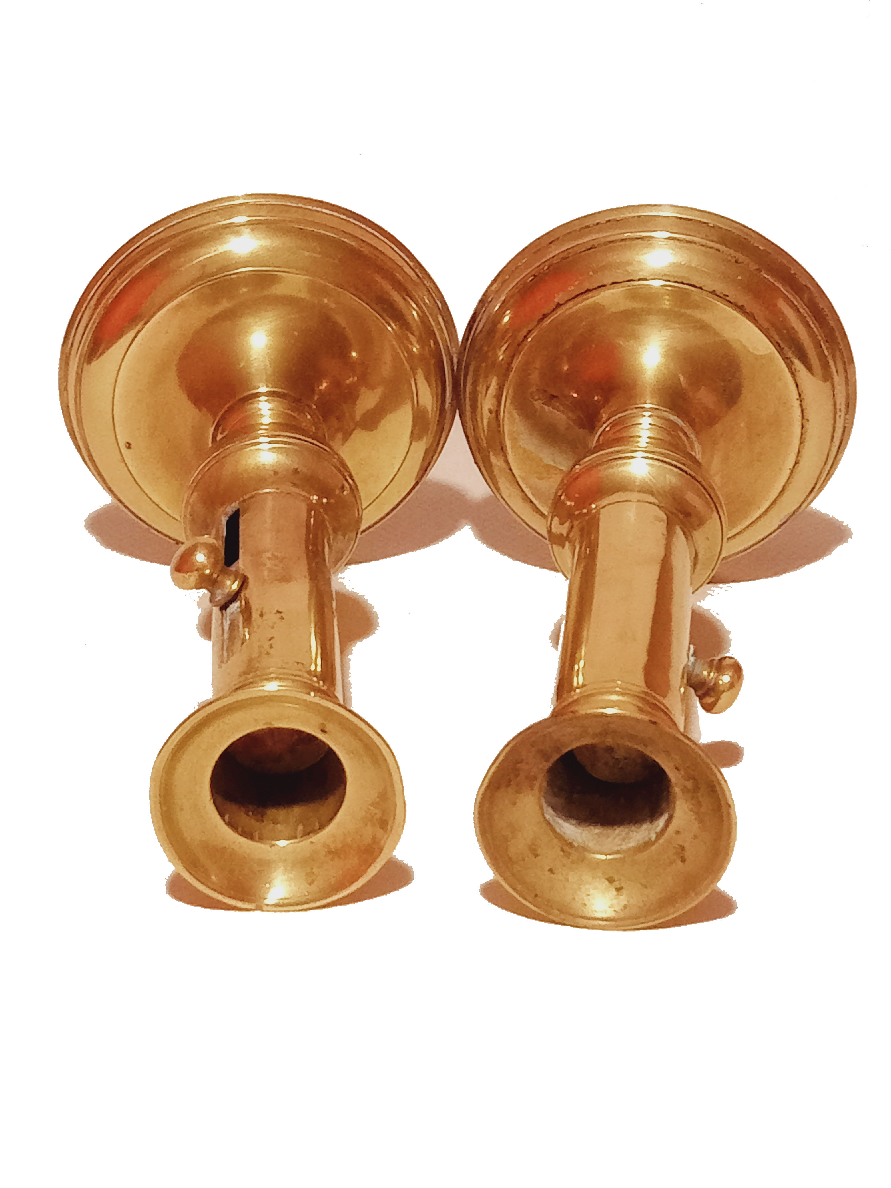 Pair of brass candle holders