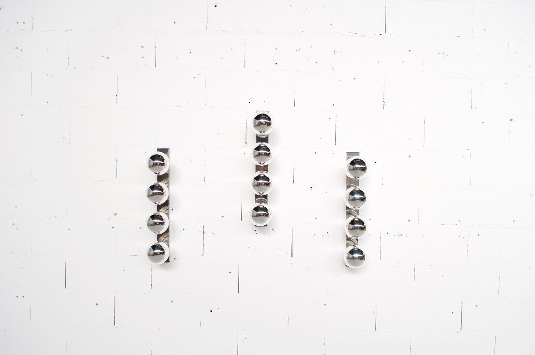 3 CHROME STEEL WALL LAMPS/CEILING LAMPS BY MOTOKO ISHII 70' YEARS STAFF PUBLISHER