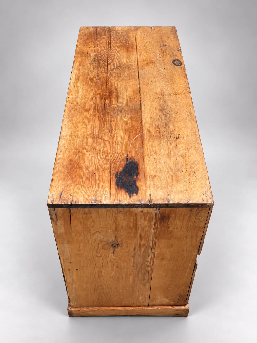 Commode basse ancienne en pin – 2 grands tiroirs