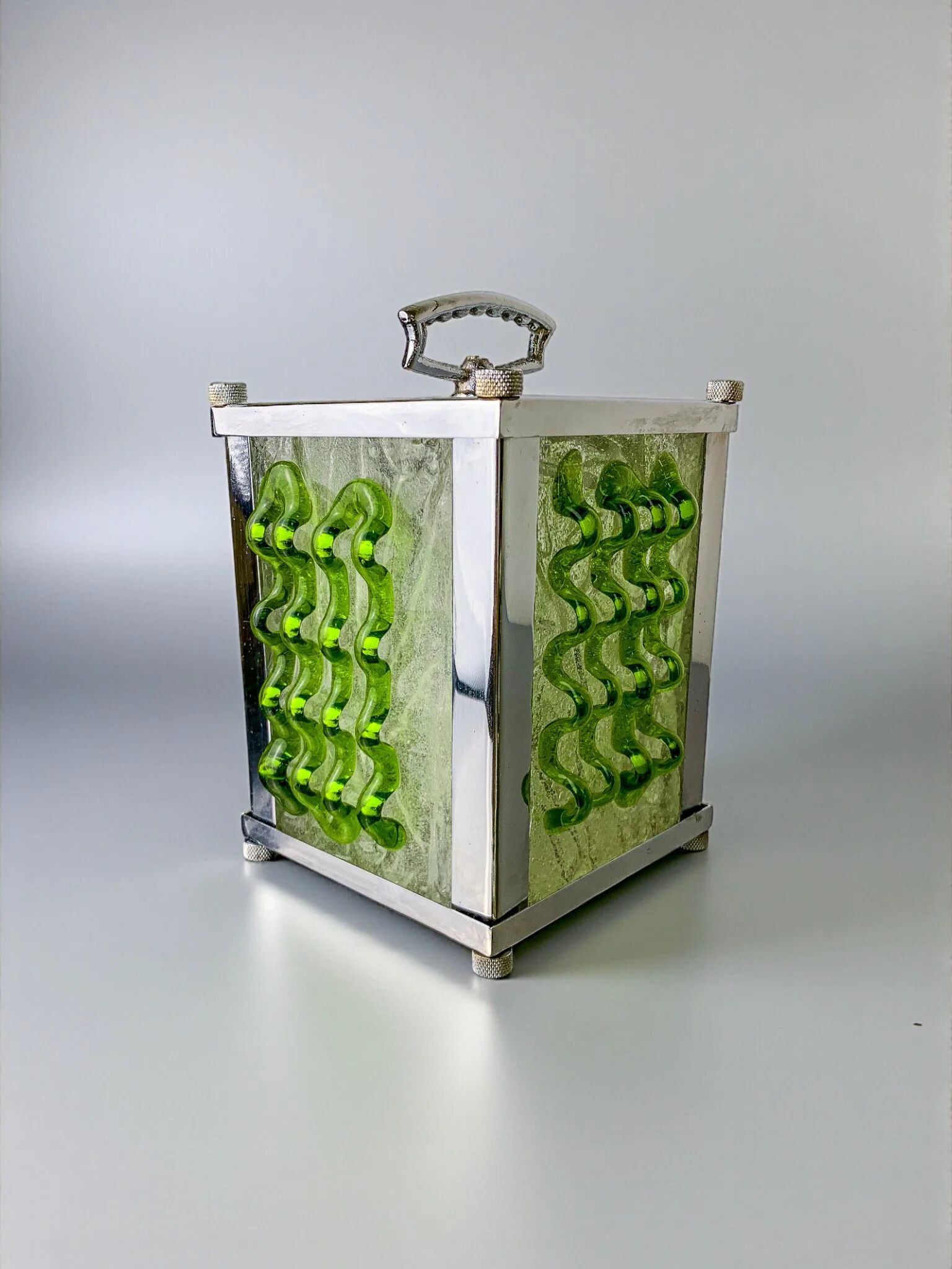 Midcentury Albano Poli green Murano glass table lamp for Poliarte, Italy, 1960s