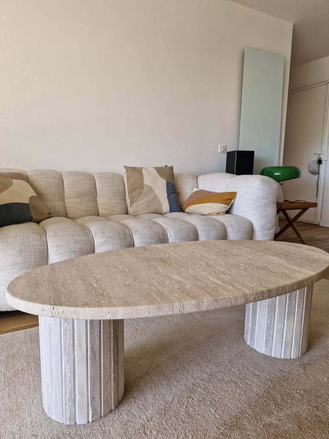 Beige travertine coffee table avenue