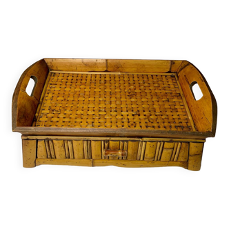 Vintage bamboo tea tray