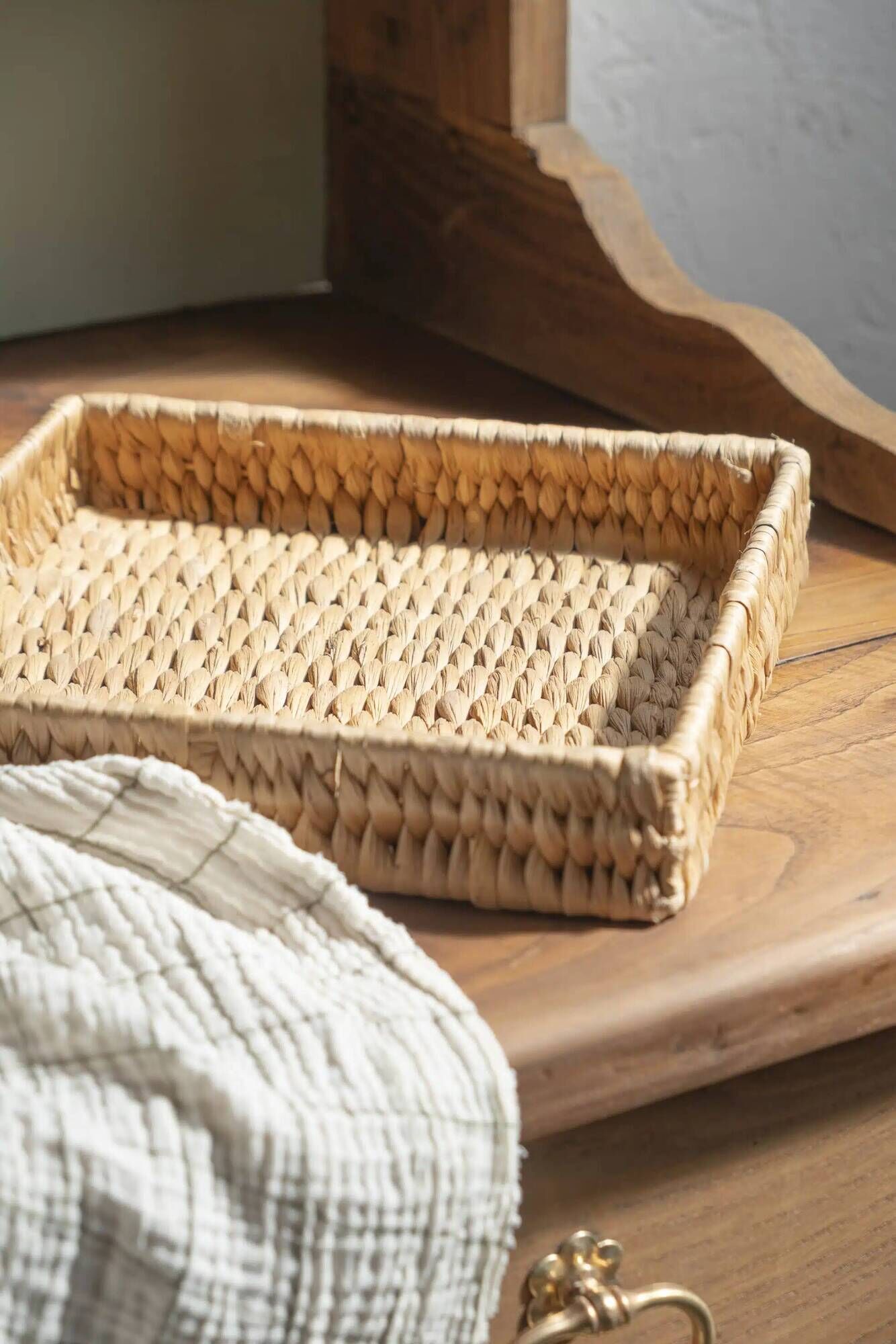 Flat rectangular basket "Corinne"