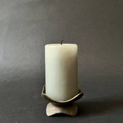 Hammered brass candle holder, brutalist design, 1970s