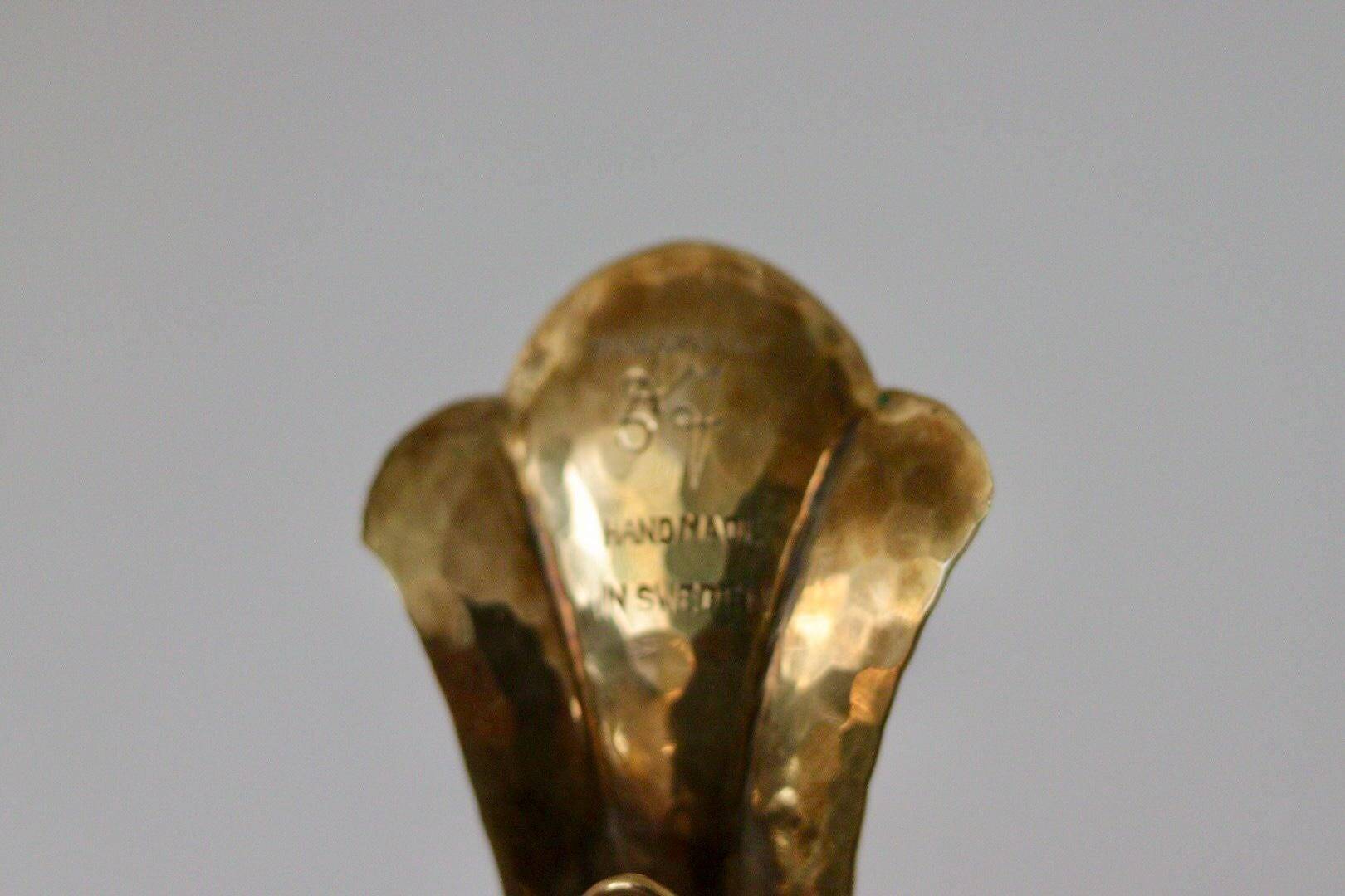 Pair of Swedish brass wall lights from the mid-century by Arvika.