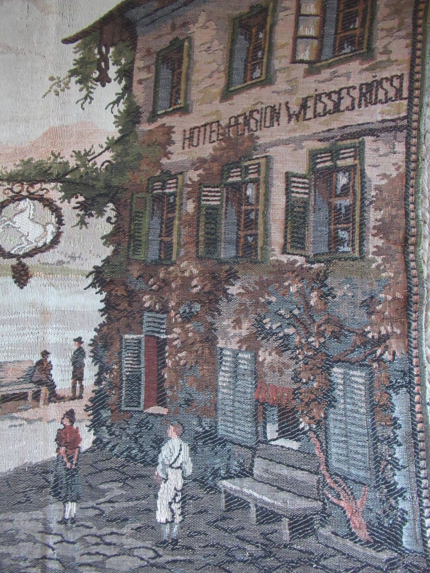 Antique tapestry from lake wolfgang, austria, 1930s-40s.