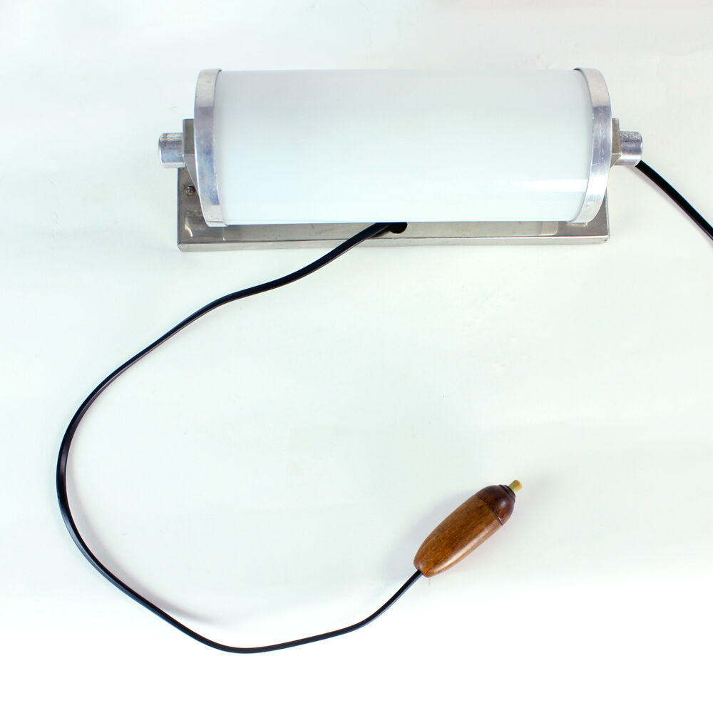 Vintage aluminium wall or table light with original switch, czechoslovakia 1920s