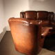 Lot de 3 fauteuils anglais en cuir des années 1950