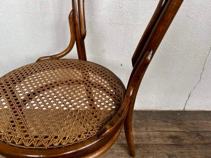 set of 4 bistro chairs in curved wood from the 1920s 1930s Canned seat