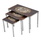 Vintage Nesting Tables Tile Tables Adri Belarti Set of 3 Chrome Ceramics
