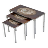 Tables gigognes vintage Tables en carrelage Adri Belarti Set de 3 Céramiques Chromées