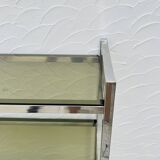 Chrome and smoked glass shelf in Italian 1970s style.