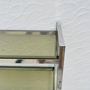 Chrome and smoked glass shelf in Italian 1970s style.