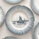6 antique dessert plates in "Marine" faience from Orchies