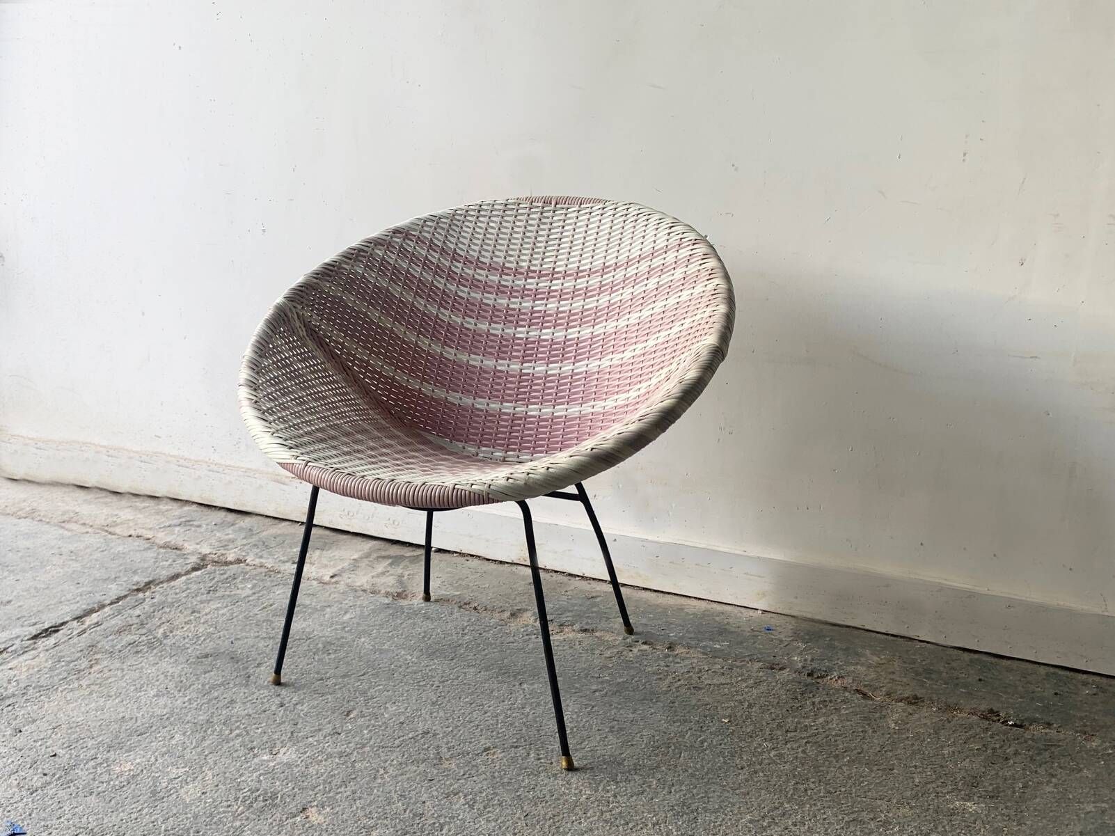 Vintage Mid-Century woven Sputnik  bucket chair