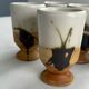 Set of 6 vintage ceramic footed coffee cups – artisanal style