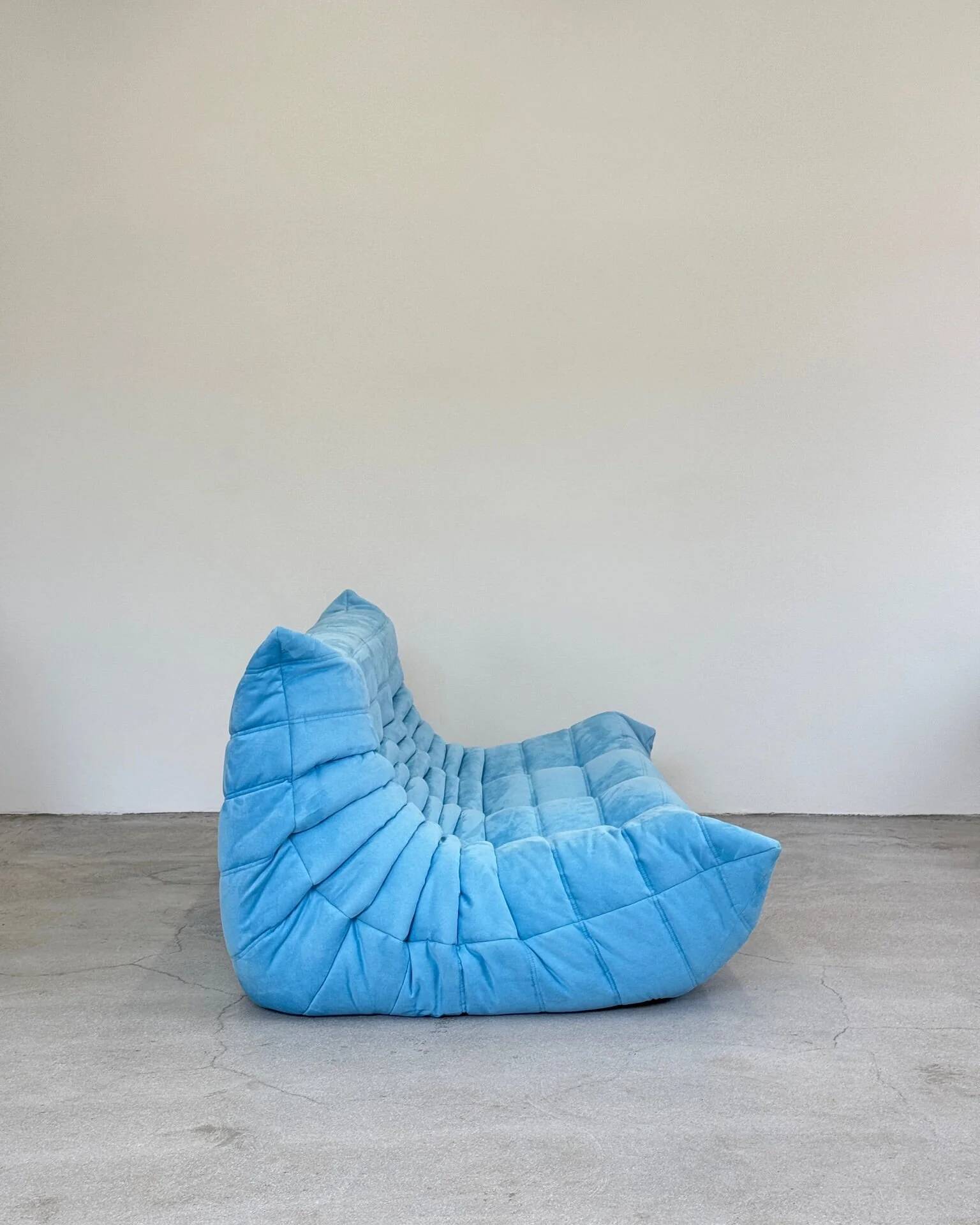 Baby blue Alcantara 3-seater Togo by Michel Ducaroy