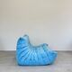 Baby blue Alcantara 3-seater Togo by Michel Ducaroy
