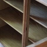 20th-century mid-century solid oak sideboard with glass front, by a Danish cabinetmaker.