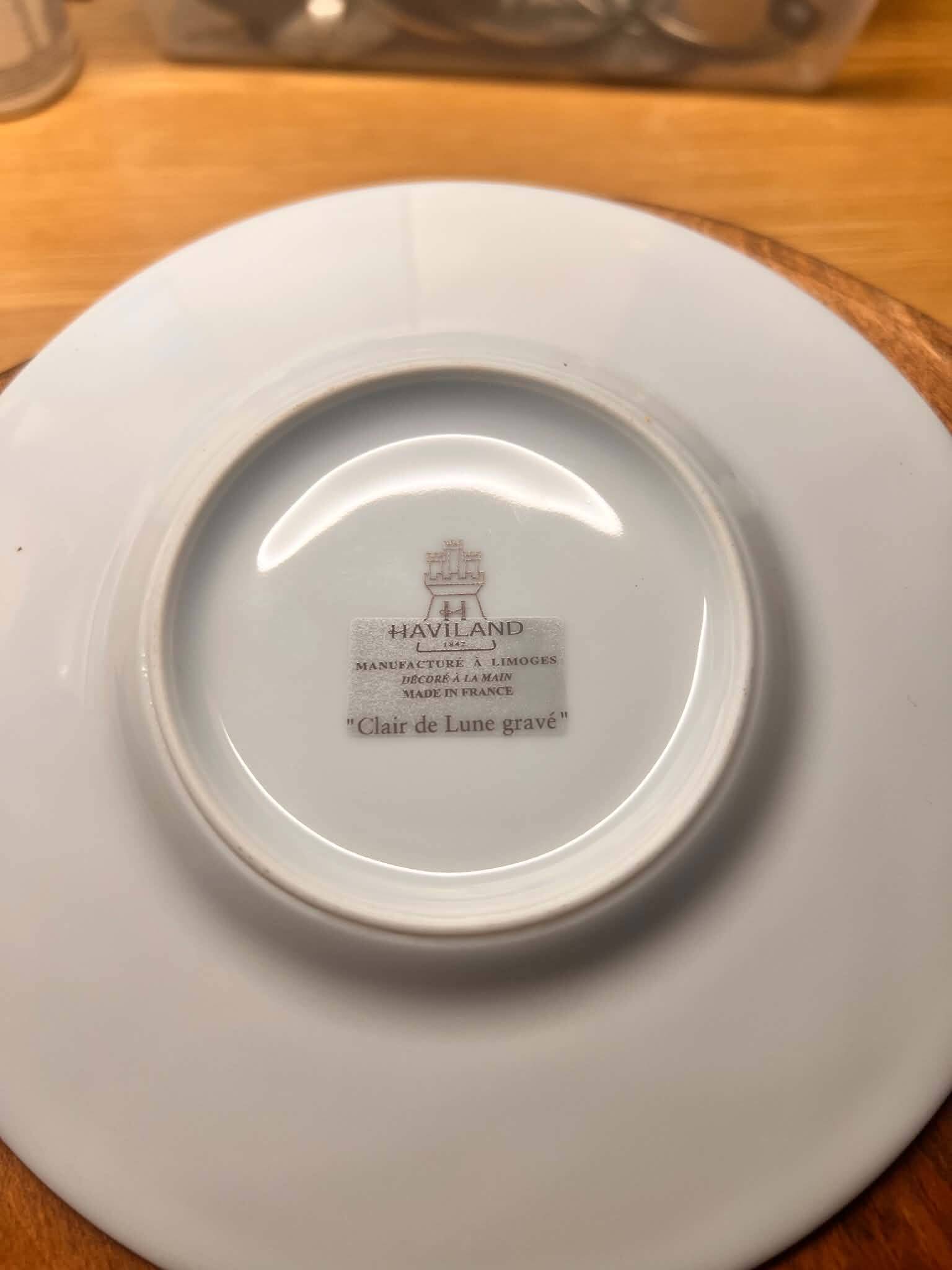 Set of 9 Haviland Limoges bread plates "Clair de Lune engraved" collection.