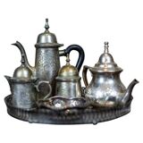 Silver-Plated Coffee Set with Tray, 1920s, Set of 6