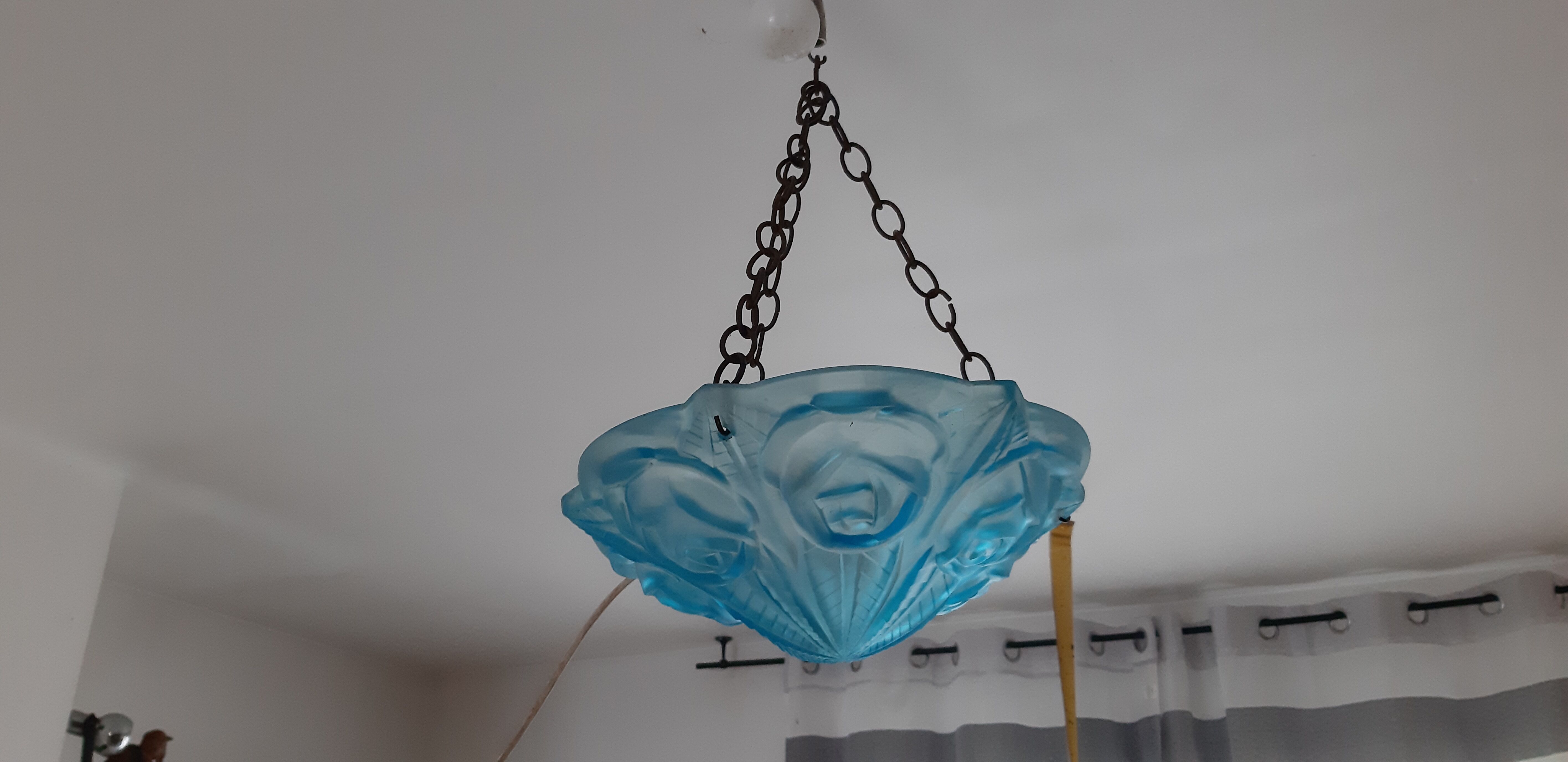 Glass chandelier Degué Blue