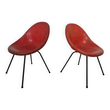 Set of French Fiberglass Side Chairs, 1960s