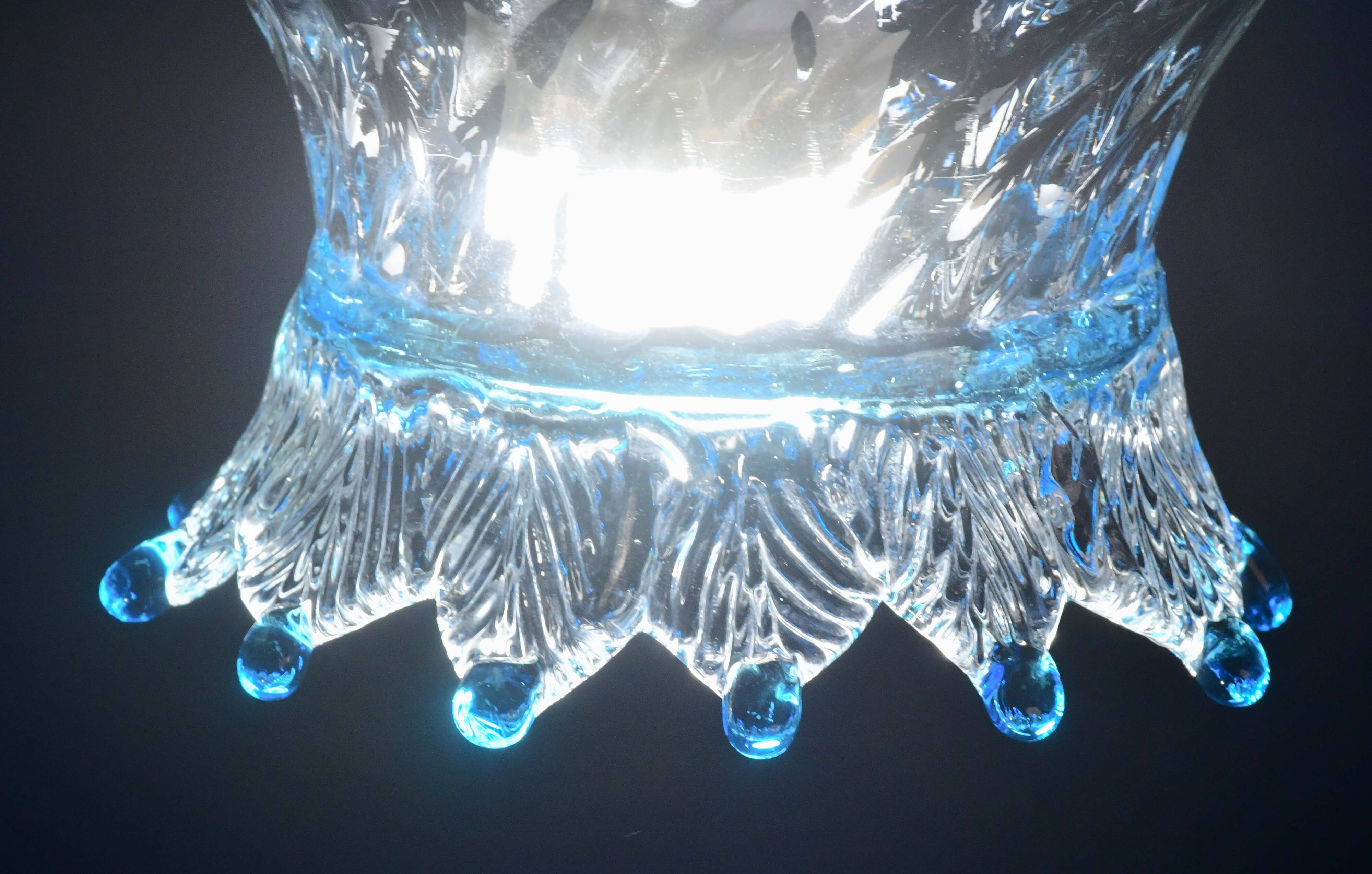 Set of 3 Murano blue glass pendant lights