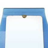 Mirror with blue glass frame by Cristal Art, 1950s