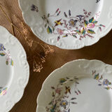 Ensemble de 4 assiettes vintages mésanges et liseron