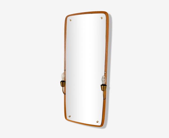 Miroir vintage en teck par Glas & Trä années 1960 40x90cm