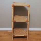 Bamboo and rattan corner shelf