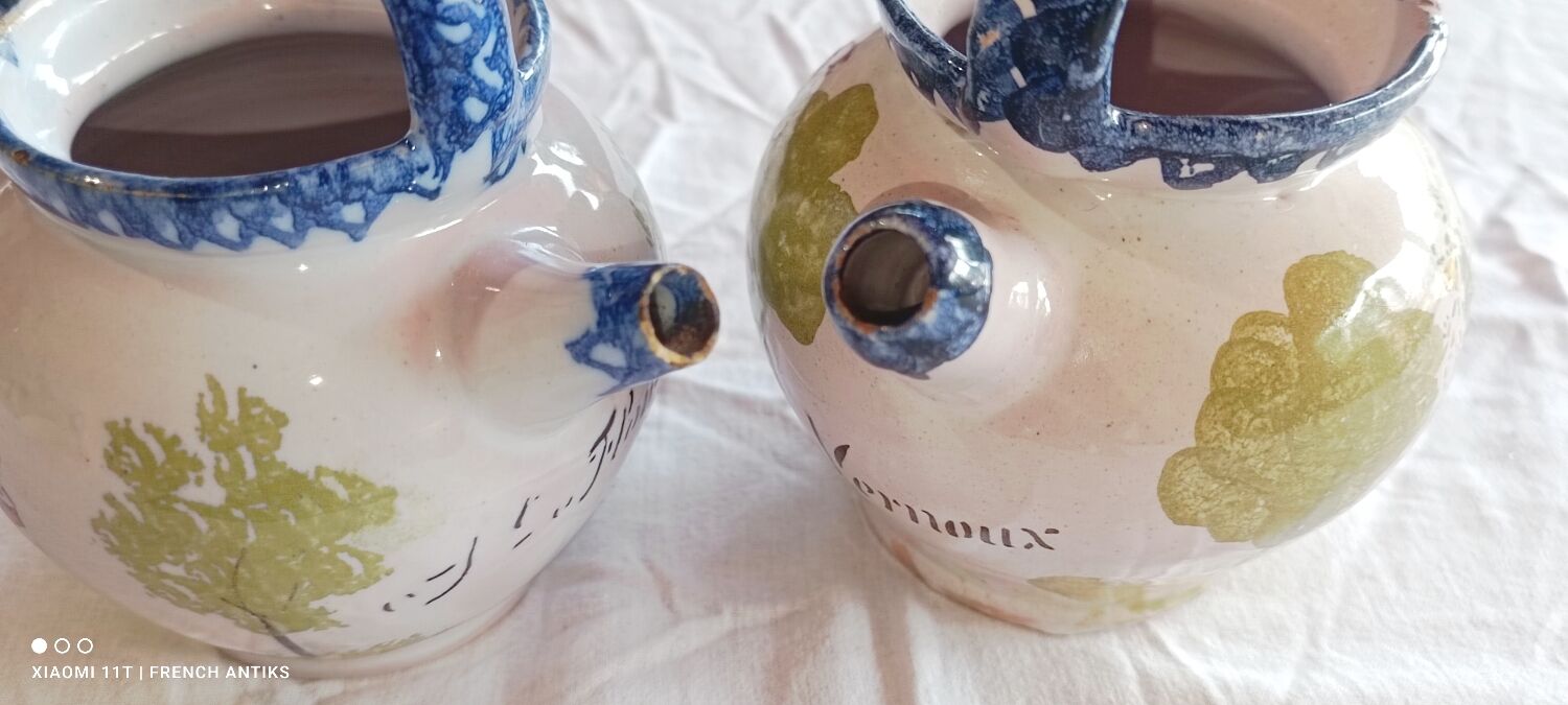 2 small ceramic water jugs from the Charentes region.