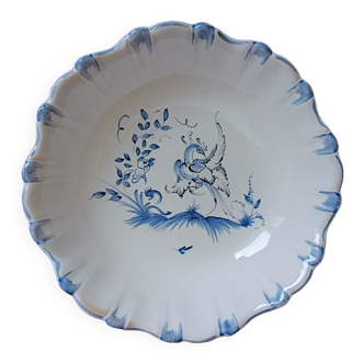 Pocket tray in white-blue earthenware centered